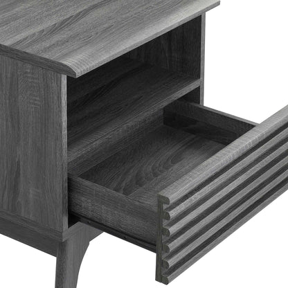 Render Nightstand by Modway in charcoal oak walnut finish with open lower shelf on Tampa Home & Garden Store