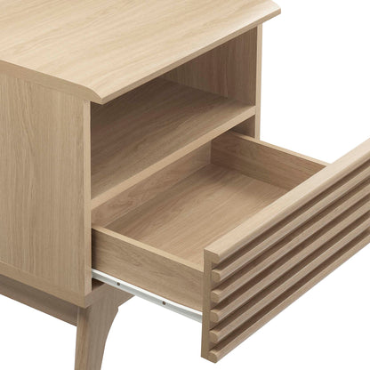 Render Nightstand by Modway in natural oak finish with open shelves and rounded edges on Tampa Home & Garden Store