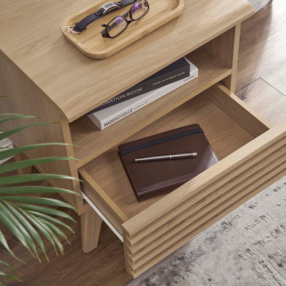 Render Nightstand by Modway charcoal oak walnut three-tier nightstand with a top tray on Tampa Home & Garden Store