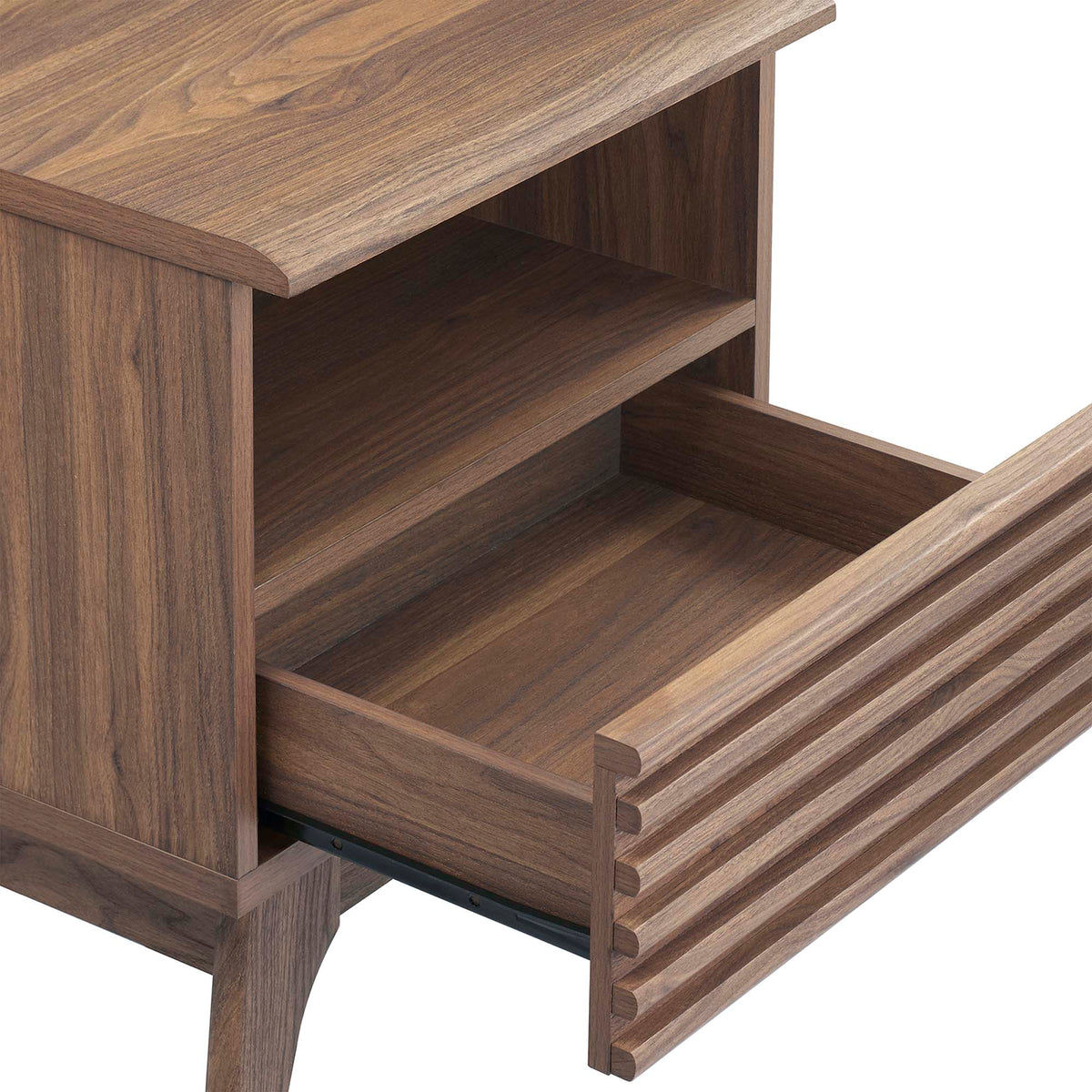 Render Nightstand by Modway in charcoal oak walnut finish with open shelf storage on Tampa Home & Garden Store
