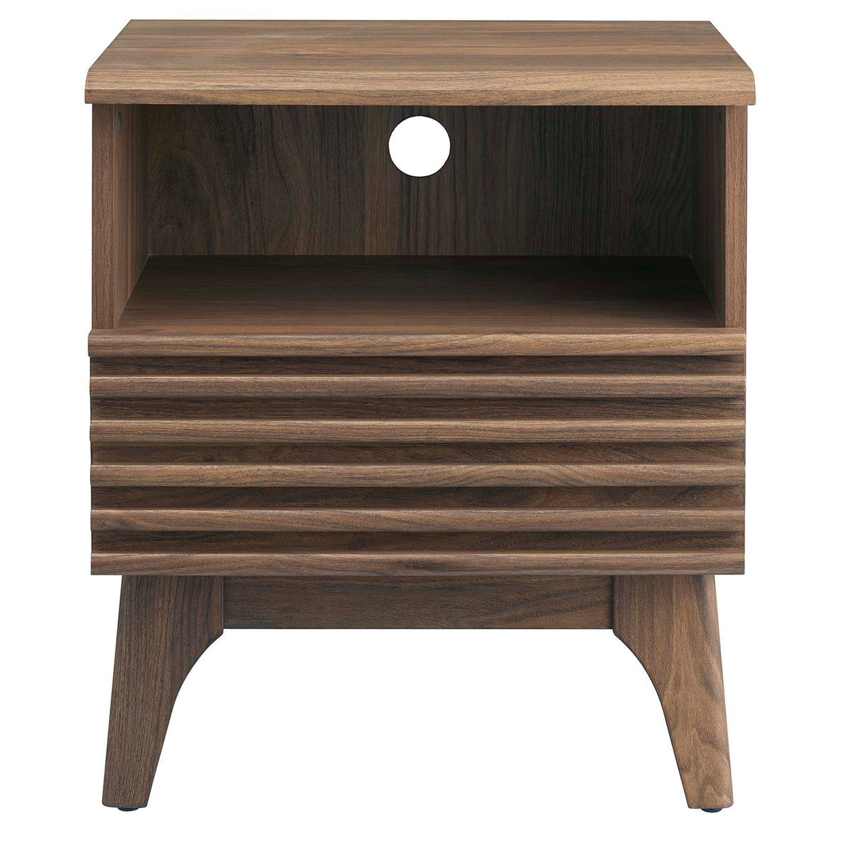 Render Nightstand by Modway in charcoal oak walnut finish with rear cord hole on Tampa Home & Garden Store