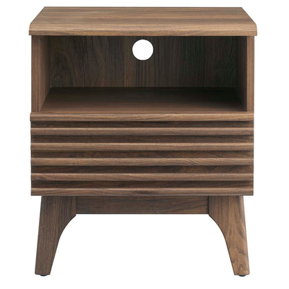 Render Nightstand by Modway in charcoal oak walnut finish with rear cord hole on Tampa Home & Garden Store