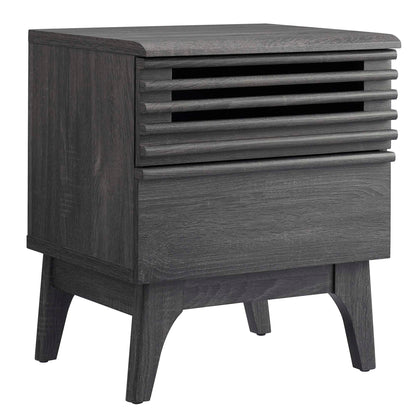 Render Nightstand by Modway in charcoal oak walnut finish with horizontal slatted drawer fronts on Tampa Home & Garden Store