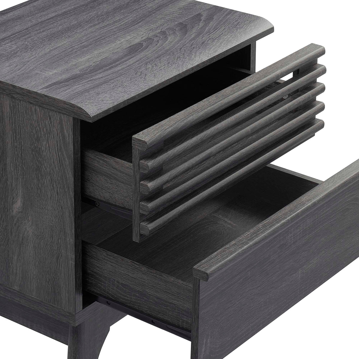 Modway Render Nightstand charcoal oak walnut finish with slatted-front drawers by HouseOfZazla on Tampa Home & Garden Store