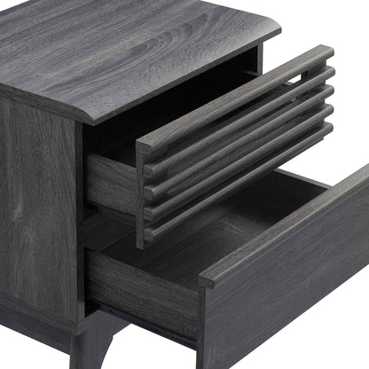 Modway Render Nightstand charcoal oak walnut finish with slatted-front drawers by HouseOfZazla on Tampa Home & Garden Store