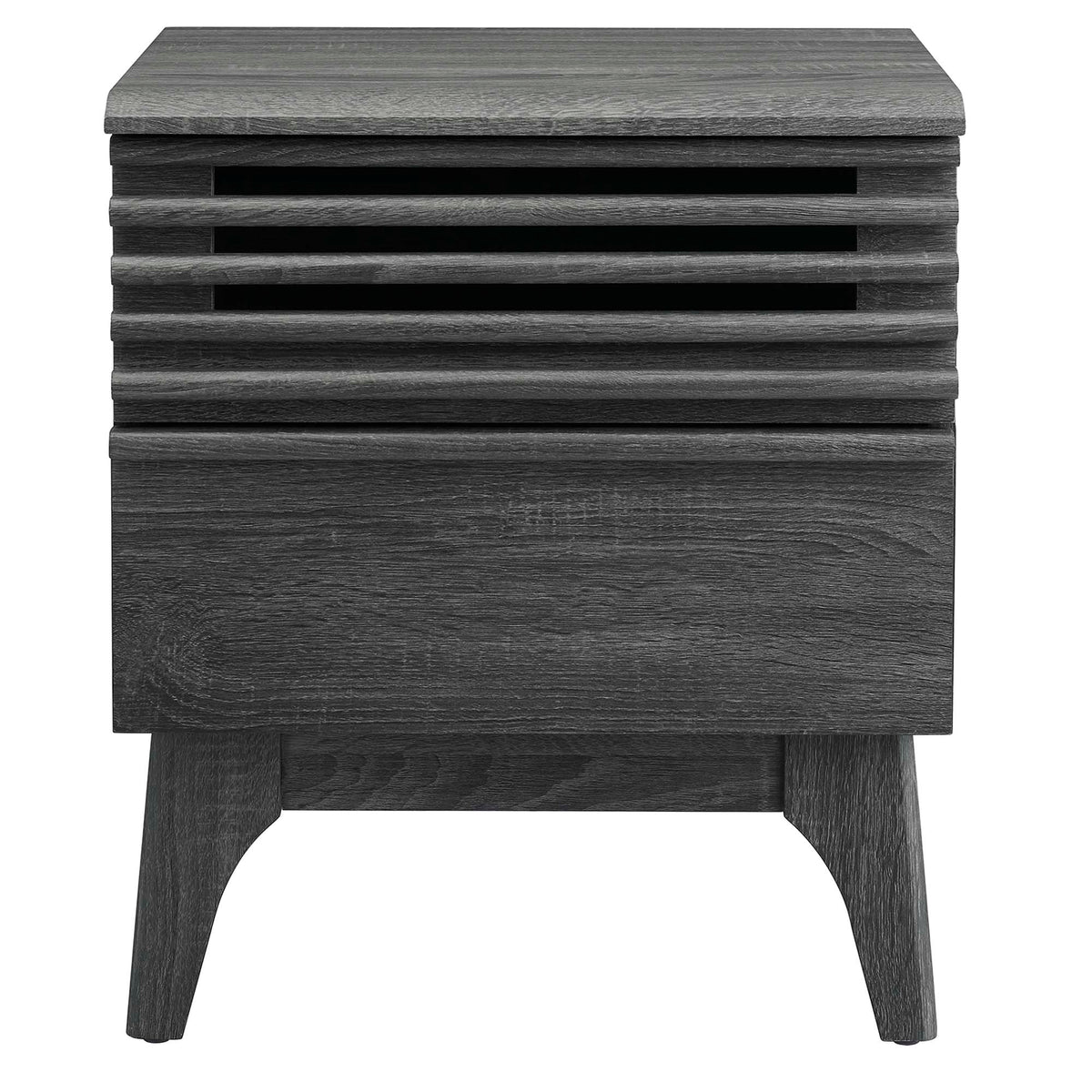 Render Nightstand Modway charcoal walnut with slatted stacked design on Tampa Home & Garden Store