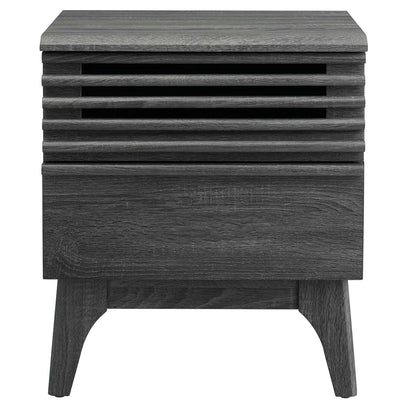 Render Nightstand Modway charcoal walnut with slatted stacked design on Tampa Home & Garden Store