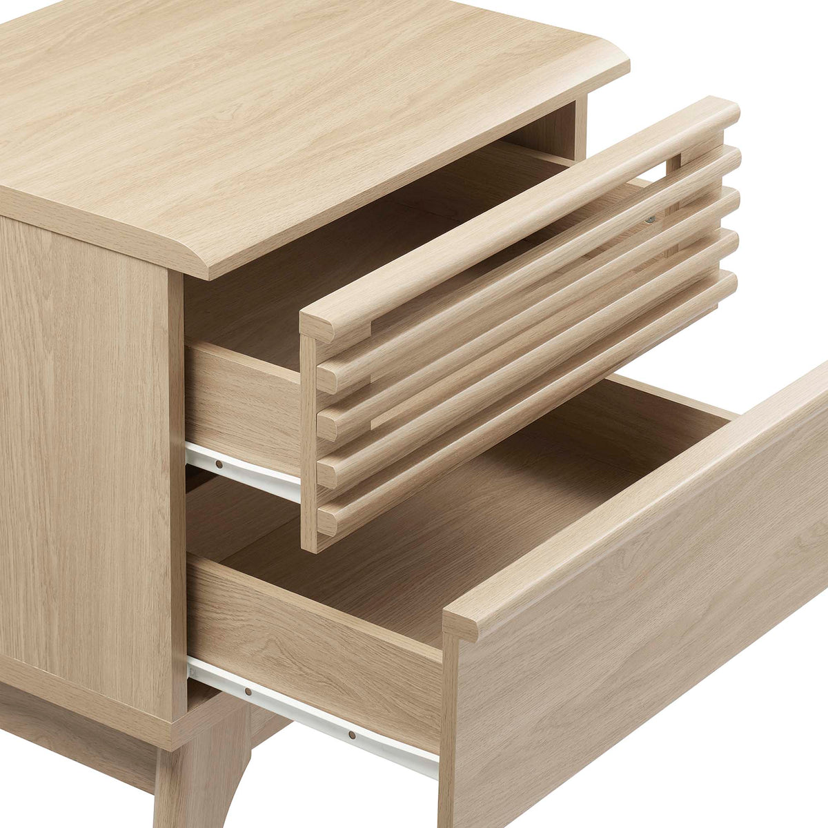 Render Nightstand by Modway in light oak finish with slatted drawer fronts on Tampa Home & Garden Store