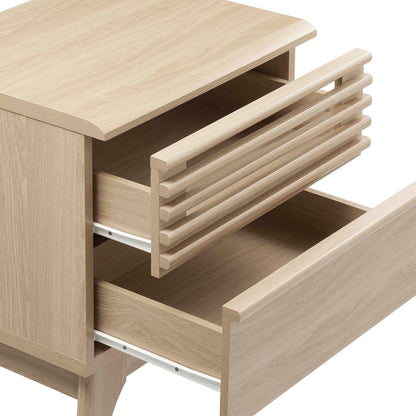 Render Nightstand by Modway in light oak finish with slatted drawer fronts on Tampa Home & Garden Store