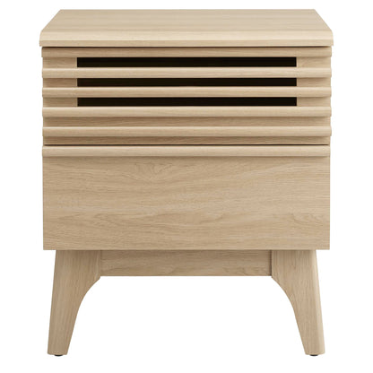Render Nightstand MOD-7071 in oak finish with layered slat design and open compartments on Tampa Home & Garden Store