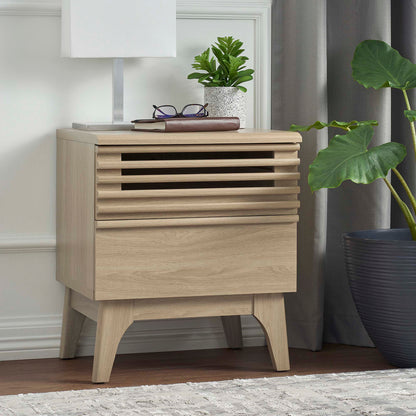 Render Nightstand by Modway oak finish with slatted drawer fronts and modern storage on Tampa Home & Garden Store