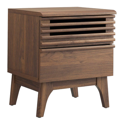 Render Nightstand with walnut finish, horizontal slatted drawers and curved legs on Tampa Home & Garden Store