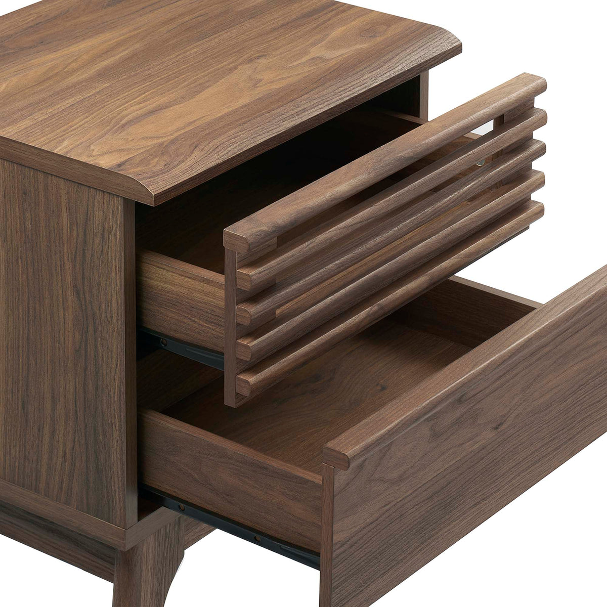 Render Nightstand by Modway in charcoal oak walnut finish with slatted drawer fronts on Tampa Home & Garden Store