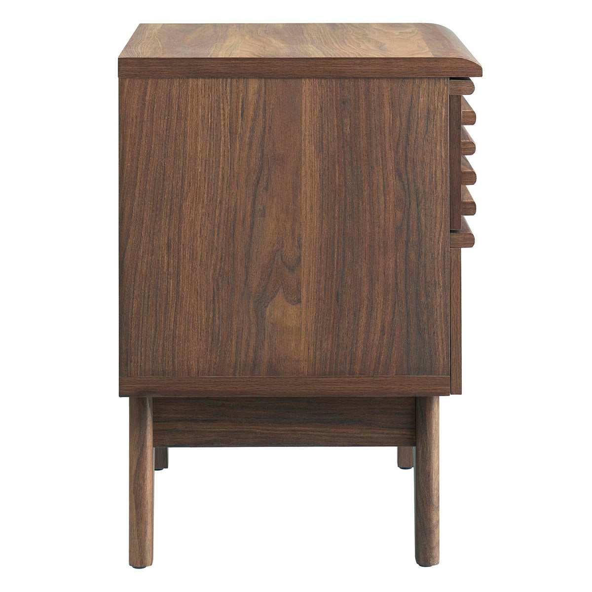 Render Nightstand by Modway in charcoal oak walnut finish with ladder-shelf side view on Tampa Home & Garden Store