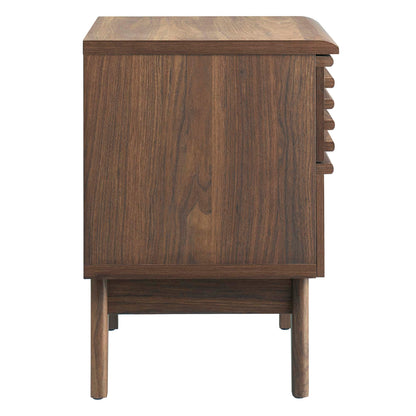 Render Nightstand by Modway in charcoal oak walnut finish with ladder-shelf side view on Tampa Home & Garden Store