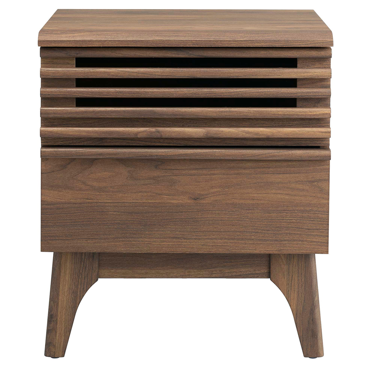 Render Nightstand by Modway in walnut finish with slatted wood design on Tampa Home & Garden Store