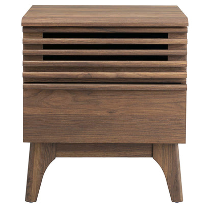 Render Nightstand by Modway in walnut finish with slatted wood design on Tampa Home & Garden Store