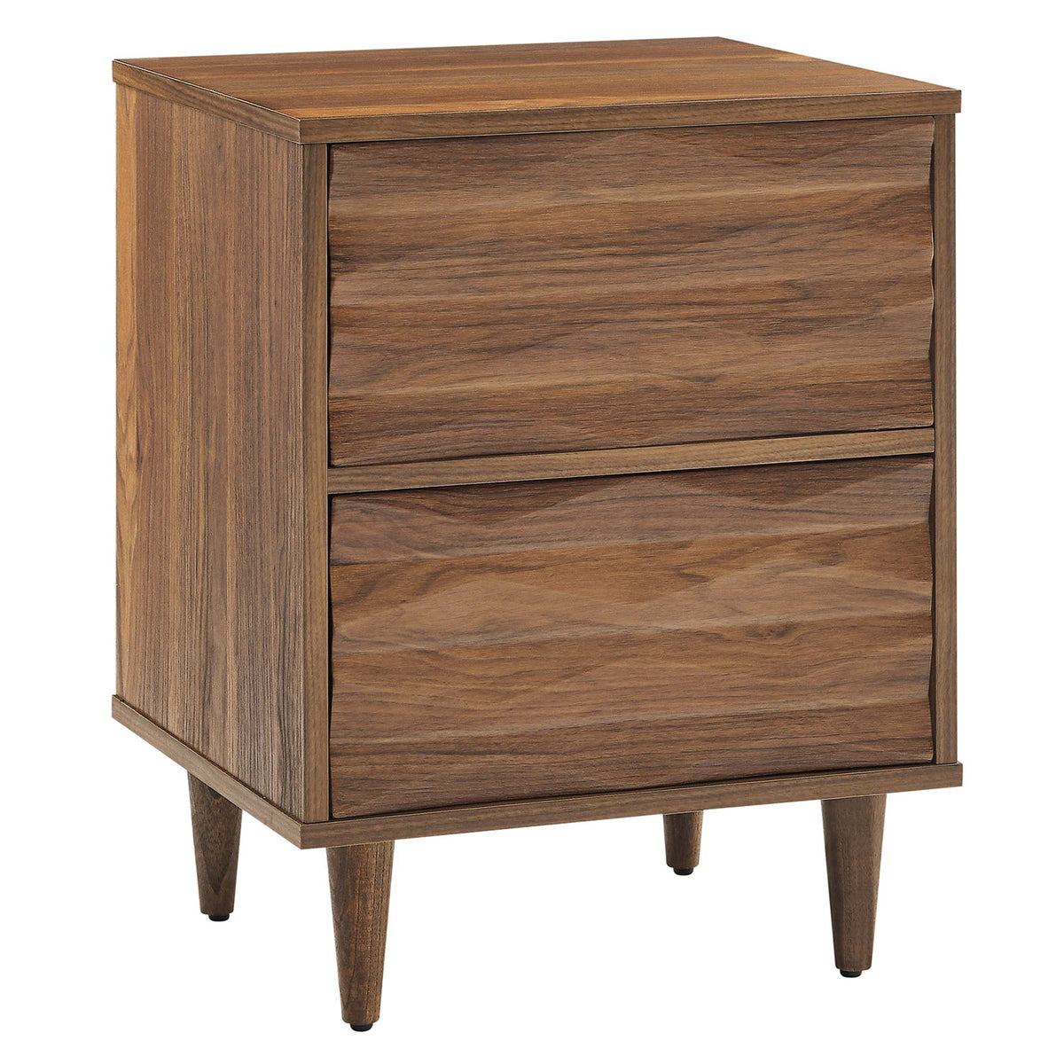 Vespera 2-Drawer Nightstand in warm walnut finish with tapered legs by HouseOfZazla on Tampa Home & Garden Store