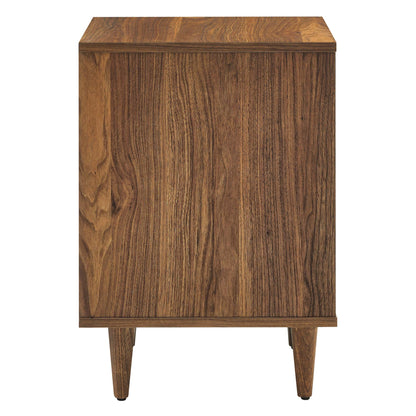Vespera 2-Drawer Nightstand warm brown oak veneer with tapered legs HouseOfZazla on Tampa Home & Garden Store