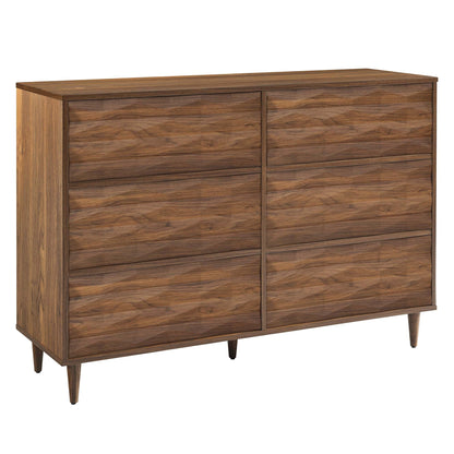 Vespera 6-Drawer Dresser in walnut finish with tapered legs by Modway on Tampa Home & Garden Store