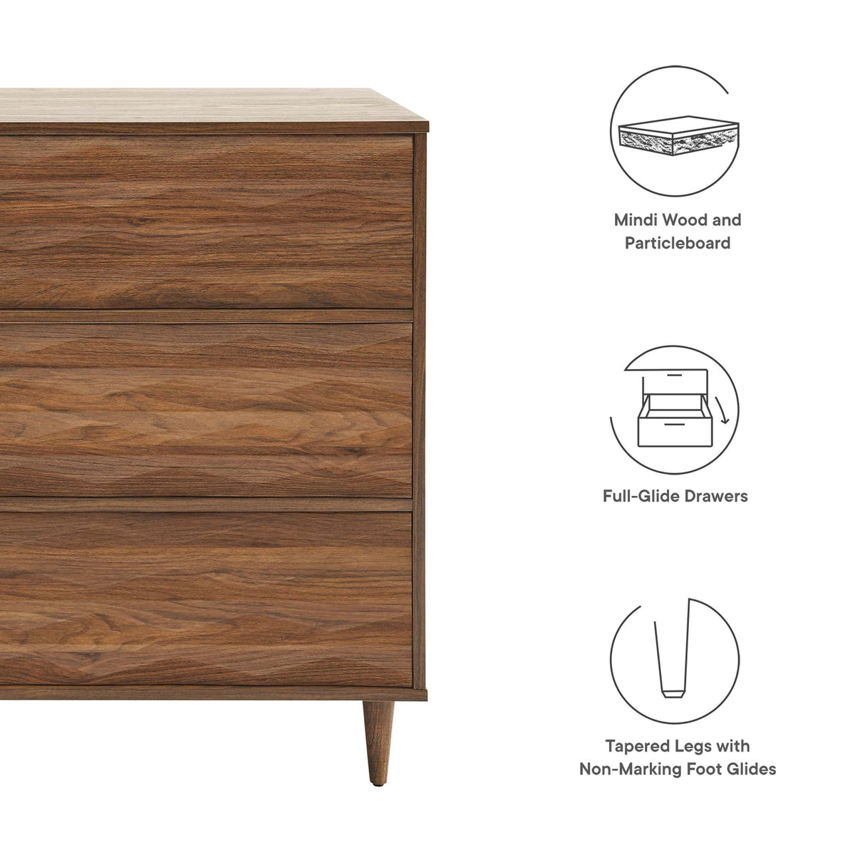 Vespera 6-Drawer Dresser in warm wood finish with tapered legs by HouseOfZazla on Tampa Home & Garden Store