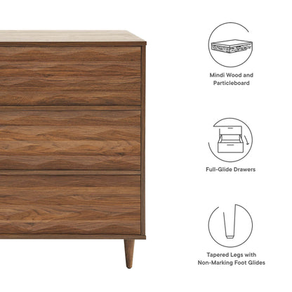 Vespera 6-Drawer Dresser in warm wood finish with tapered legs by HouseOfZazla on Tampa Home & Garden Store