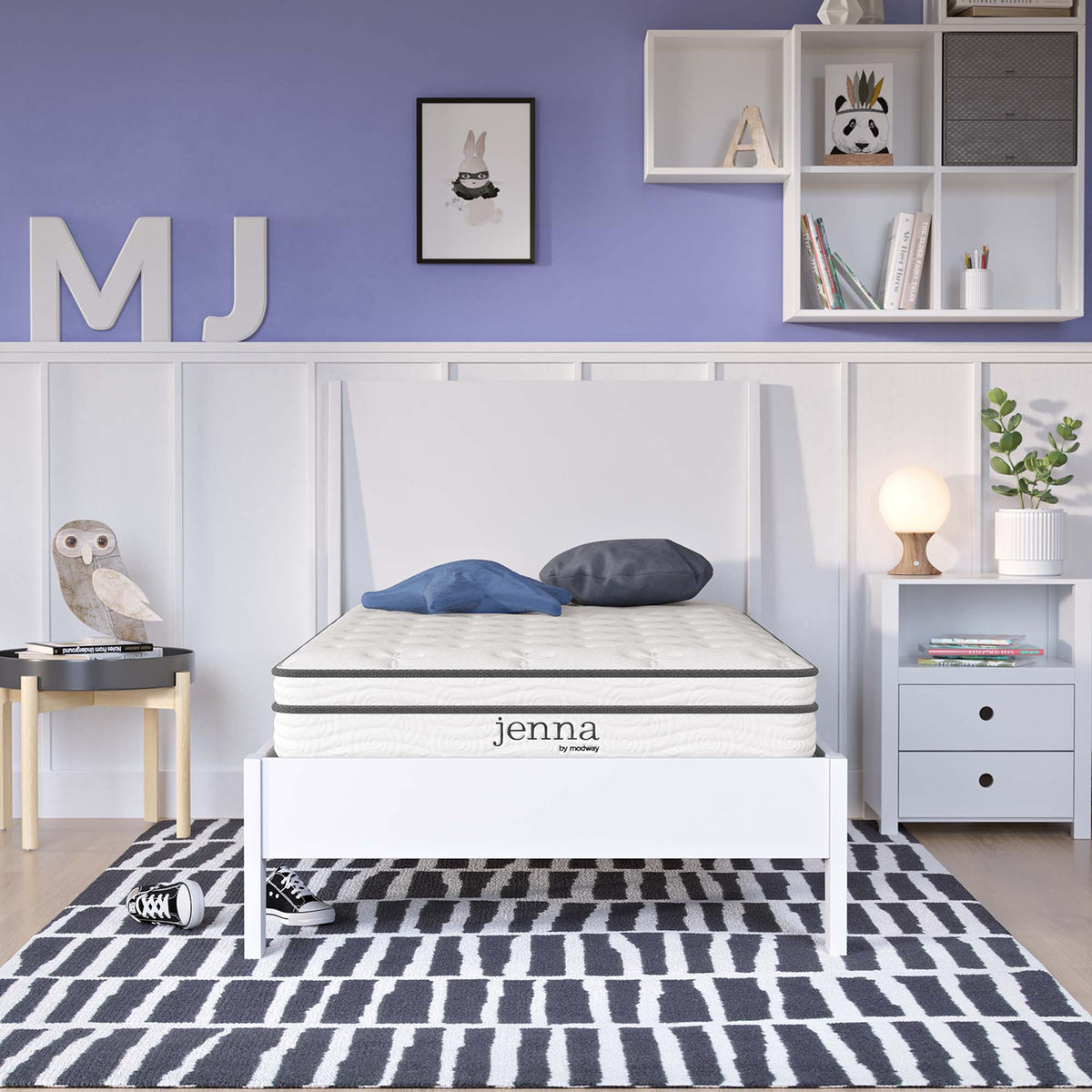 Twin Jenna Innerspring and Foam Narrow Mattress by Modway on white platform on Tampa Home & Garden Store