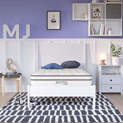 Twin Jenna Innerspring and Foam Narrow Mattress by Modway on white platform on Tampa Home & Garden Store