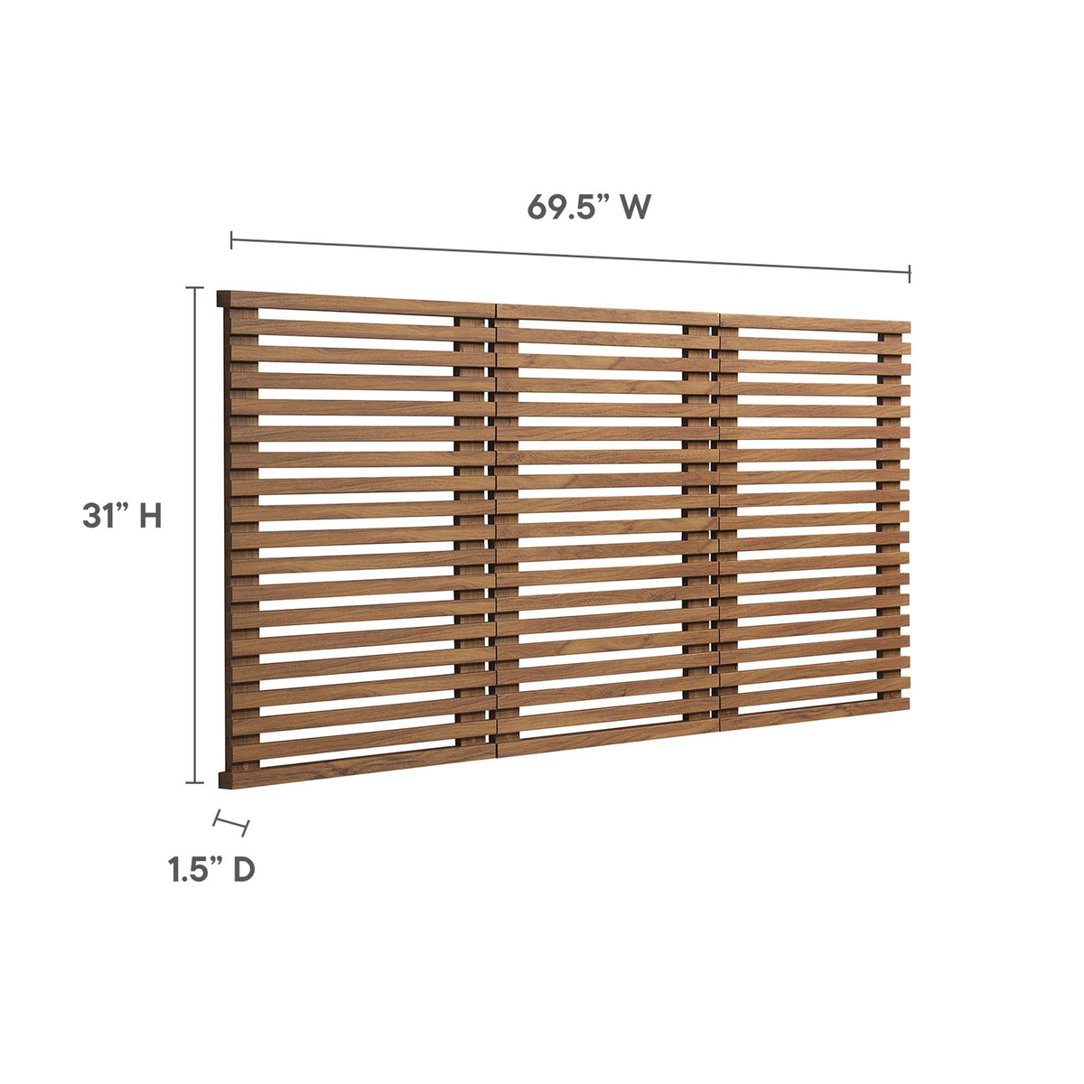 HouseOfZazla Render Wall Mount Queen Headboard warm brown wood slat design queen size on Tampa Home & Garden Store
