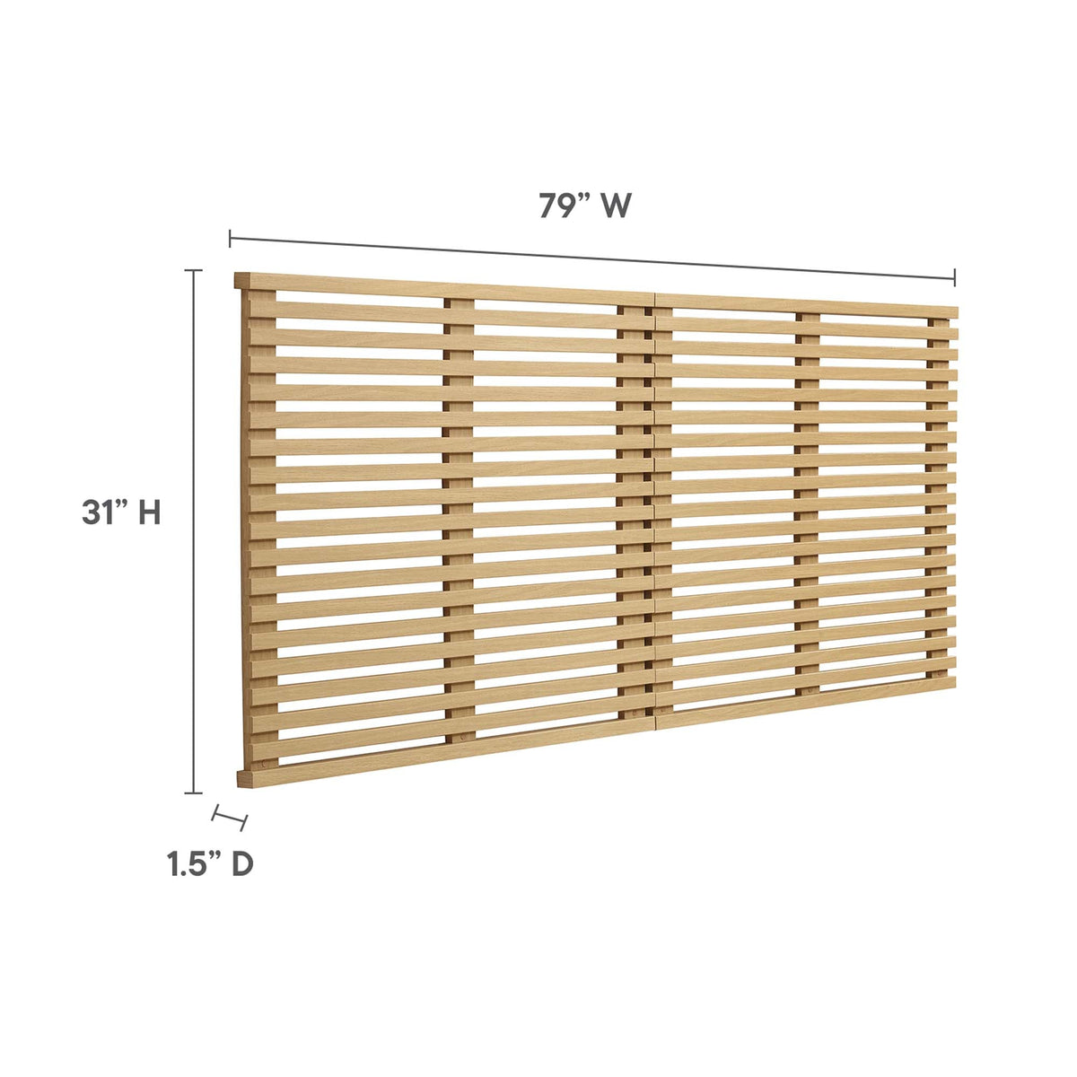 Render Wall Mount King Headboard in slatted natural wood, wall mount, 79 inches wide on Tampa Home & Garden Store