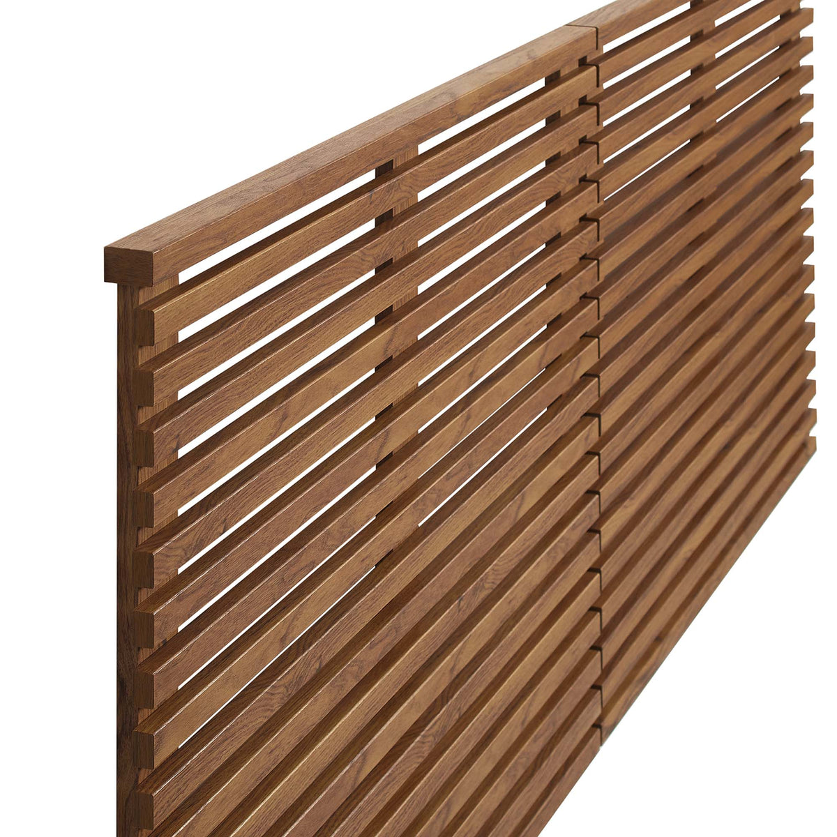 Render Wall Mount King Headboard by Modway wooden slatted warm walnut finish on Tampa Home & Garden Store