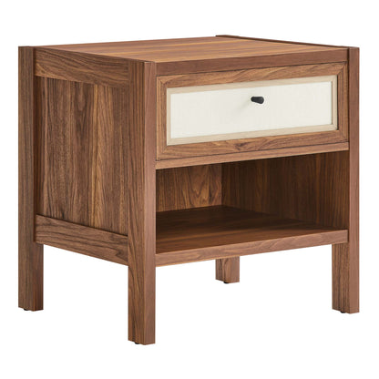 Capri Wood Grain Nightstand by Modway with white front drawer and black knob on Tampa Home & Garden Store
