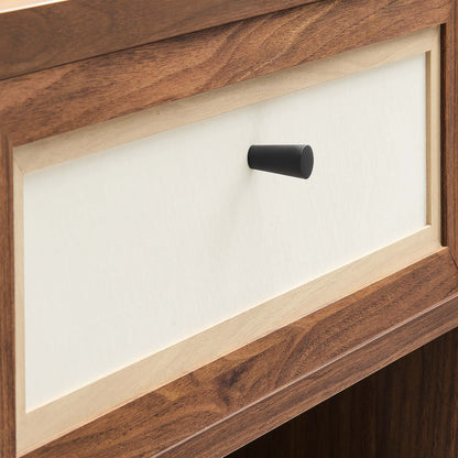 Capri wood grain nightstand by Modway with white inset panel and black cylindrical knob on Tampa Home & Garden Store