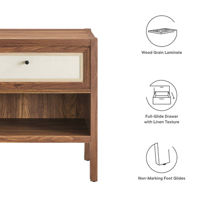 Capri Wood Grain Nightstand by HouseOfZazla, wood grain laminate with cream drawer and knob on Tampa Home & Garden Store