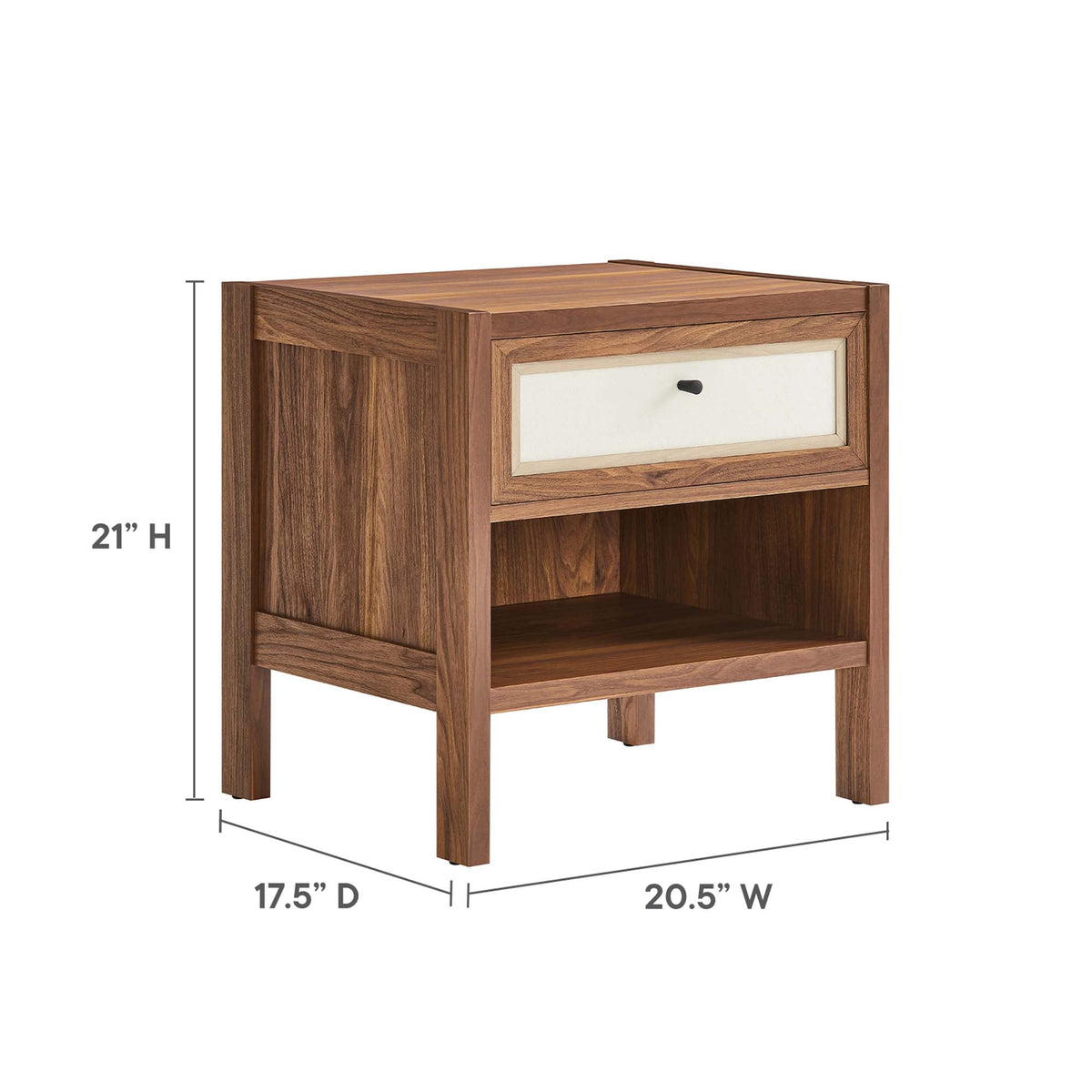 Capri Wood Grain Nightstand by Modway, wood grain frame with white front drawer on Tampa Home & Garden Store