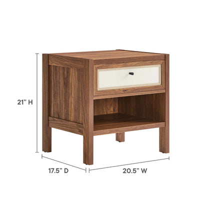 Capri Wood Grain Nightstand by Modway, wood grain frame with white front drawer on Tampa Home & Garden Store