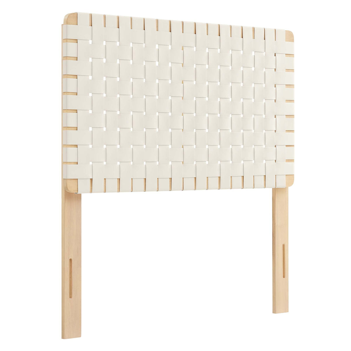 Sparta Weave vegan leather twin headboard white woven panel by HouseOfZazla with wood frame on Tampa Home & Garden Store