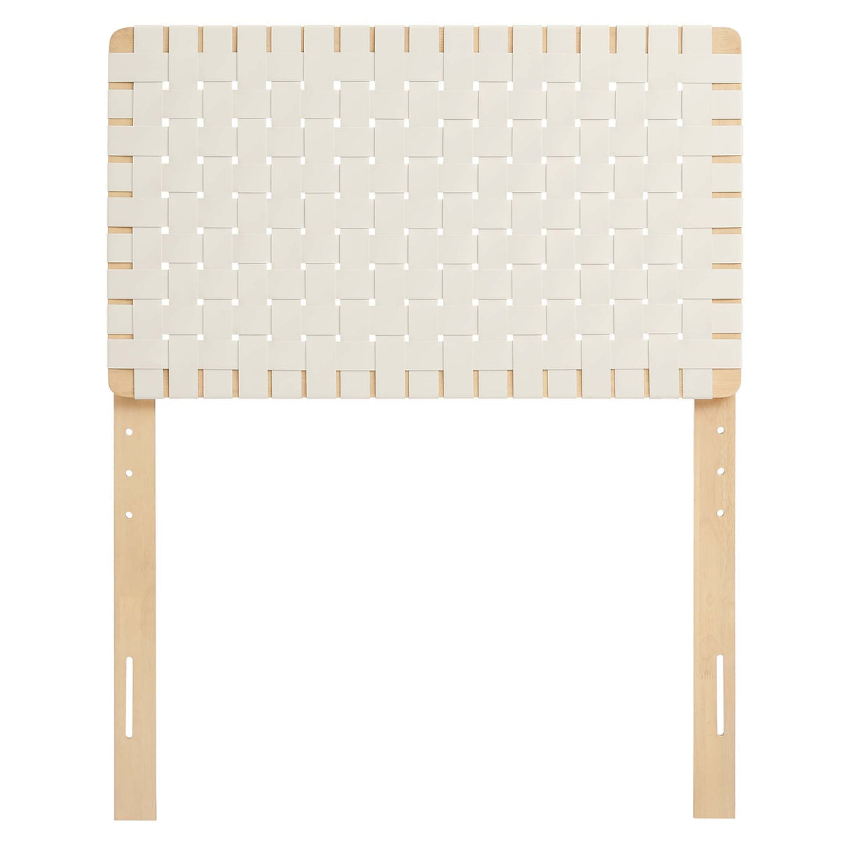 Sparta Weave Vegan Leather Twin Headboard by HouseOfZazla, cream woven panels on wood frame on Tampa Home & Garden Store