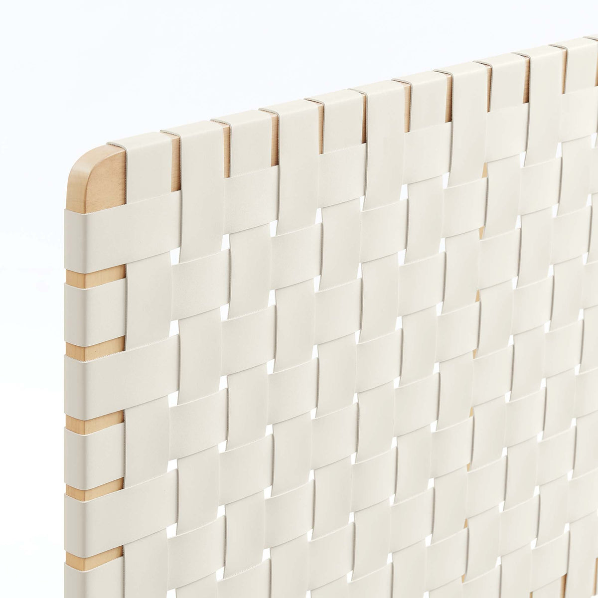 Sparta Weave Vegan Leather Twin Headboard by HouseOfZazla ivory woven panels with wood edges on Tampa Home & Garden Store