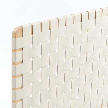 Sparta Weave Vegan Leather Twin Headboard by HouseOfZazla ivory woven panels with wood edges on Tampa Home & Garden Store