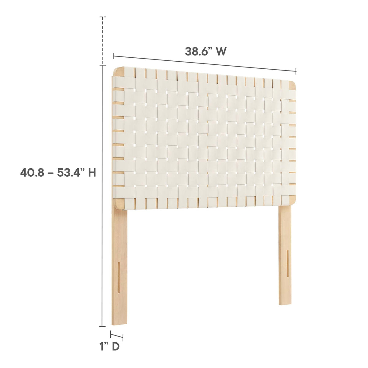 Sparta Weave vegan leather twin headboard by HouseOfZazla, ivory weave with wood legs on Tampa Home & Garden Store