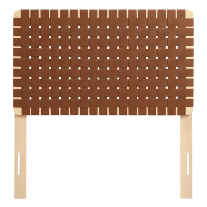 Sparta Weave vegan leather twin headboard by HouseOfZazla in warm brown woven design on Tampa Home & Garden Store