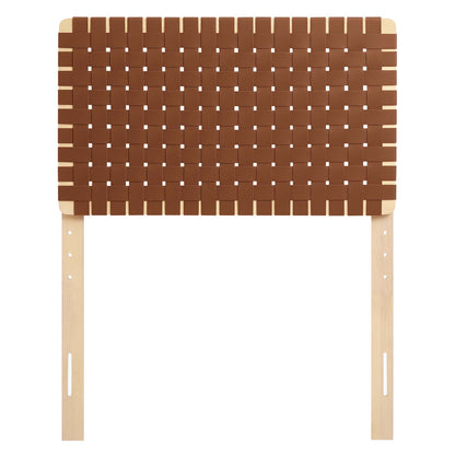 Sparta Weave vegan leather twin headboard brown straps HouseOfZazla on Tampa Home & Garden Store
