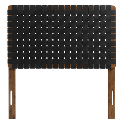 Sparta Weave vegan leather twin headboard with black woven straps on frame HouseOfZazla on Tampa Home & Garden Store