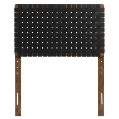 Sparta Weave Vegan Leather Twin Headboard black strap weave on wood frame HouseOfZazla on Tampa Home & Garden Store