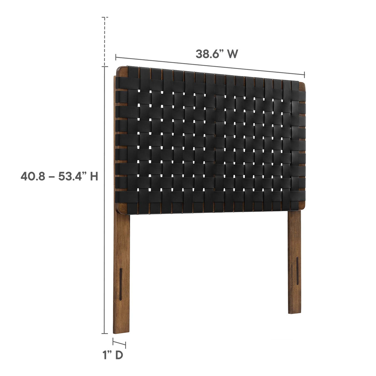 Sparta Weave vegan leather twin headboard in black, woven strap design, HouseOfZazla on Tampa Home & Garden Store