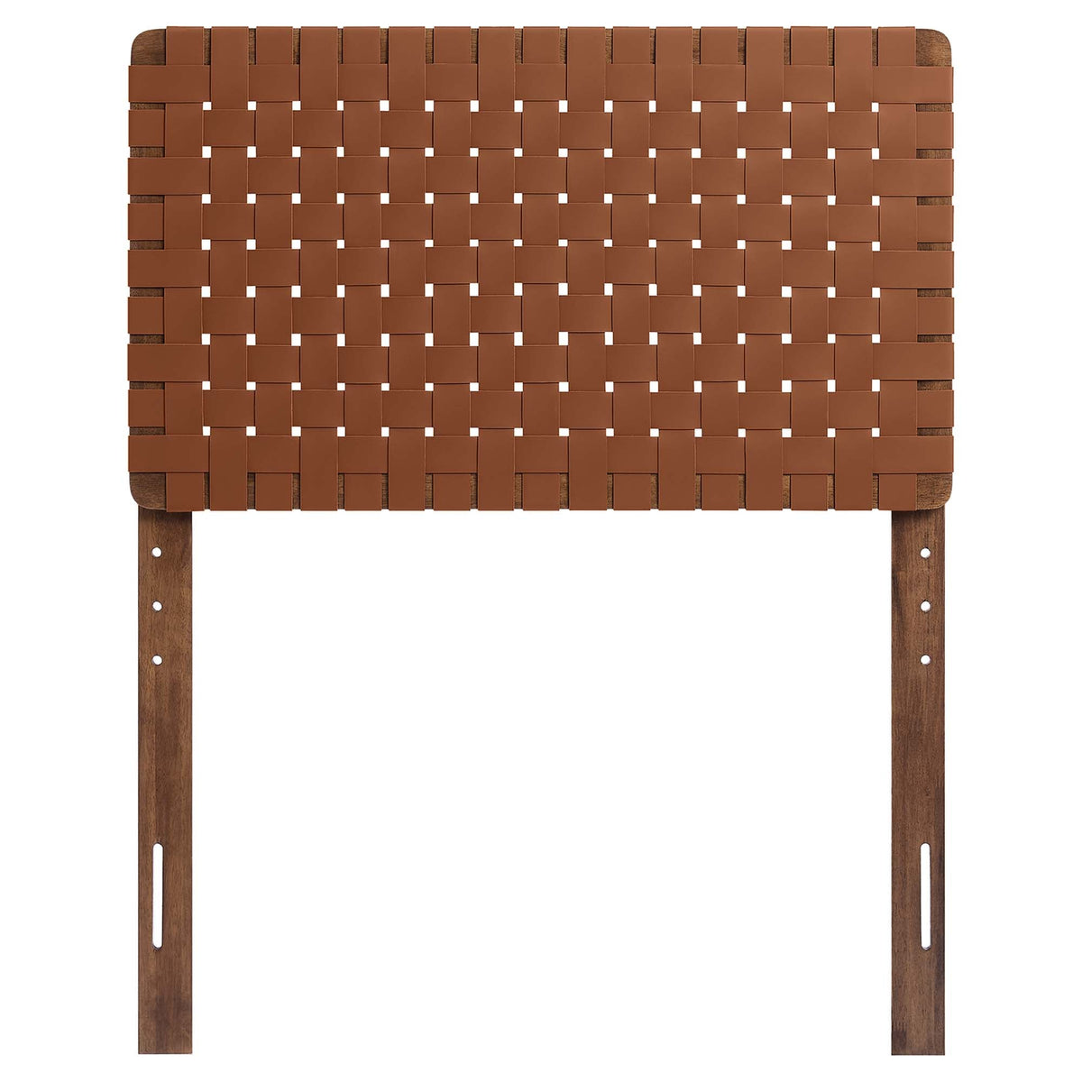 Sparta Weave Vegan Leather Twin Headboard brown woven strap panels over wood frame on Tampa Home & Garden Store