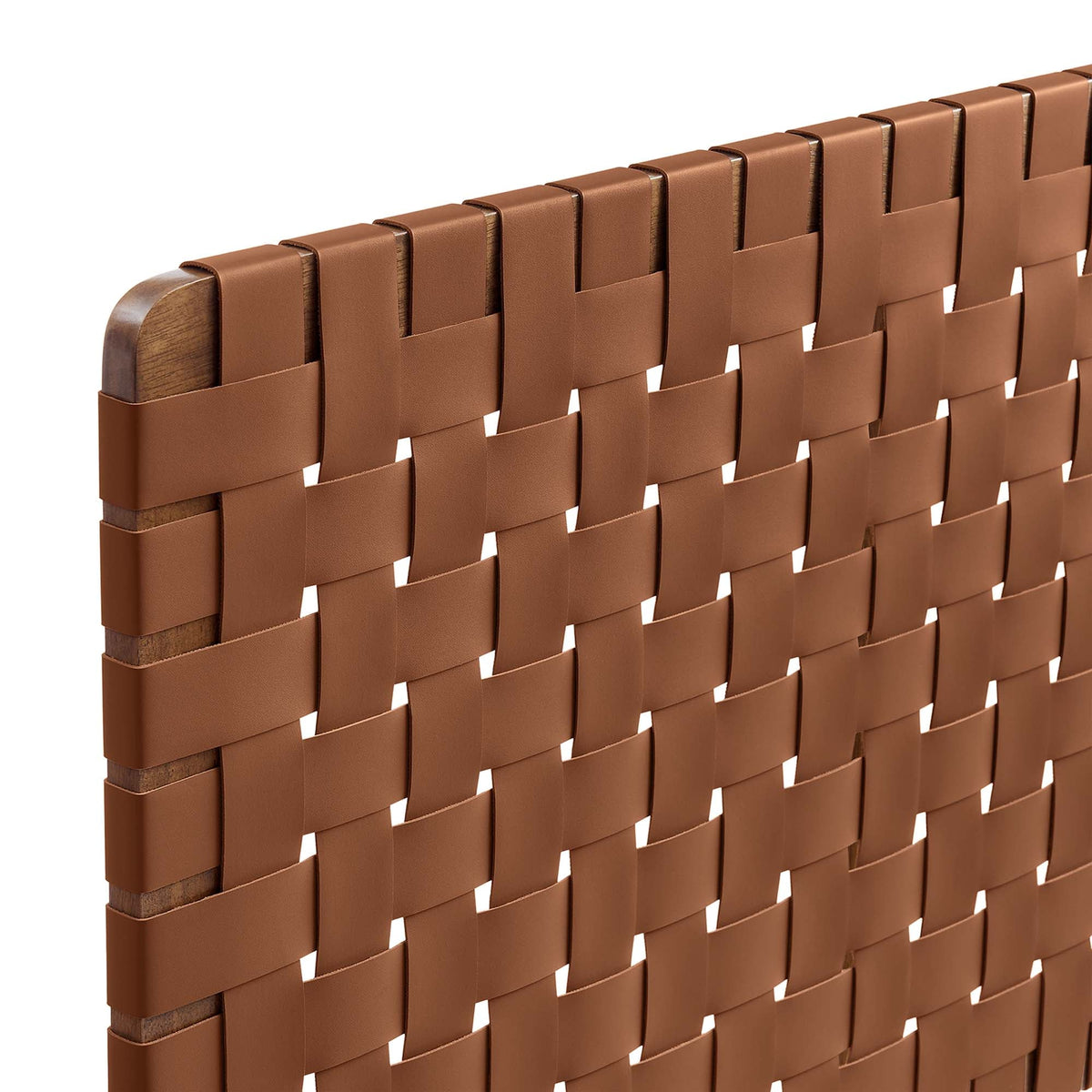 Sparta Weave Vegan Leather Twin Headboard warm brown woven strap design on Tampa Home & Garden Store