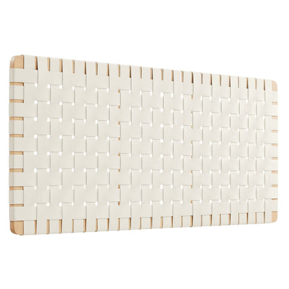 Modway Sparta Weave vegan leather full headboard natural beige with light wood corners on Tampa Home & Garden Store