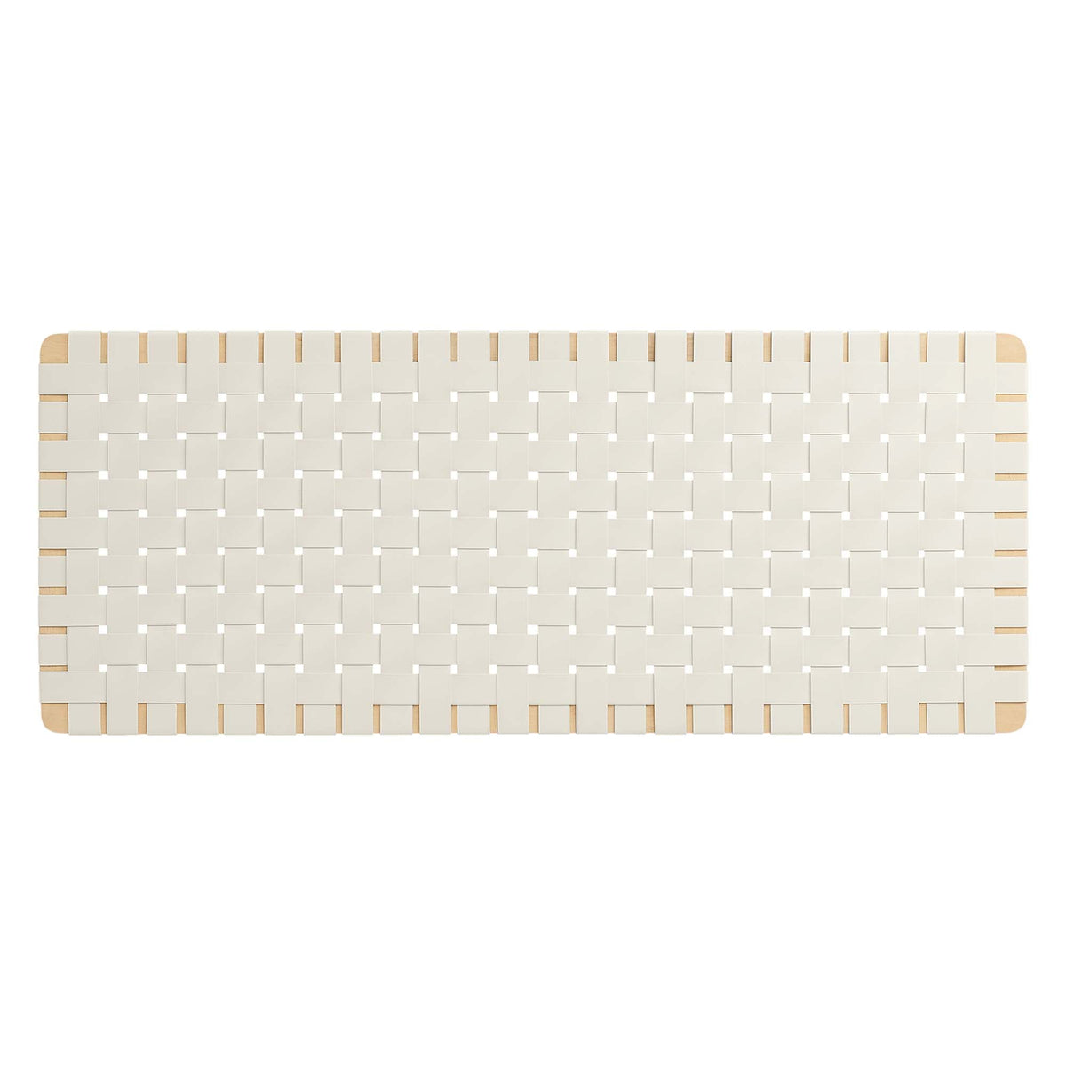 Sparta Weave vegan leather full headboard cream woven panels on light wood frame on Tampa Home & Garden Store